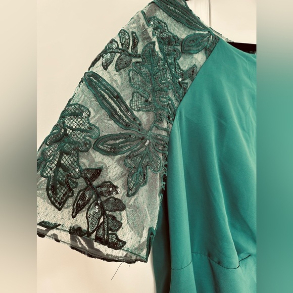 Sheath/Column scoop neck floor length Chiffon Hunter Green - Picture 3 of 14